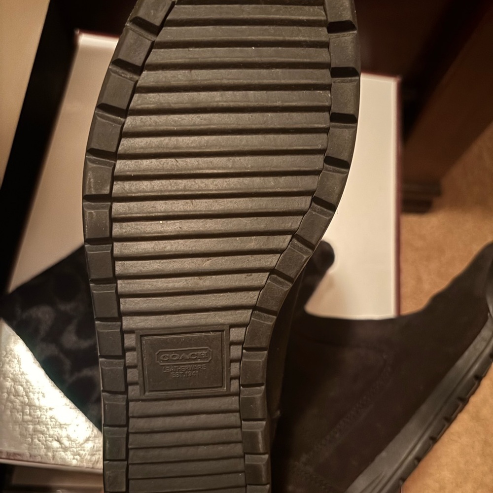 Coach Black Fold-Over Suede Boots - Picture 6 of 7